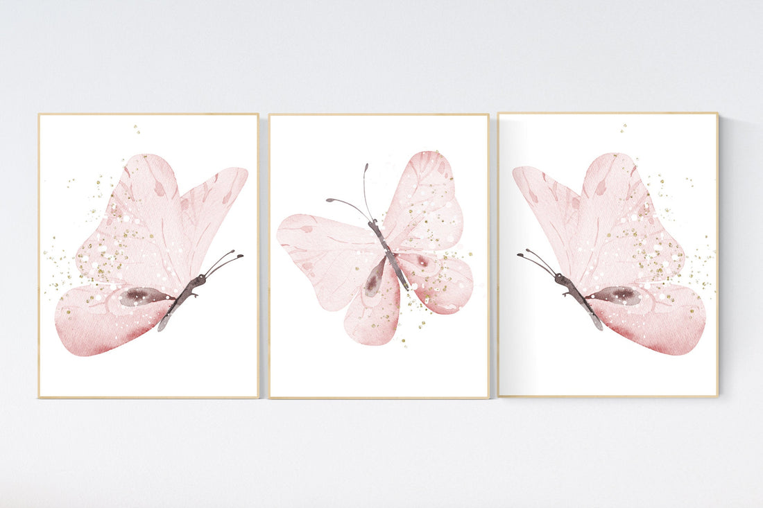 Nursery decor girl butterfly, Butterfly Nursery Art, Girl Nursery Art, Butterfly Nursery Decor for Baby Girl, flower nursery, pink gold