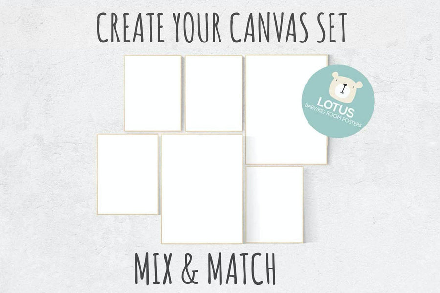 Create your own CANVAS set, Mix and match! Custom nursery decor, canvas nursery, set of 6 canvas prints nursery decor girl nursery decor boy