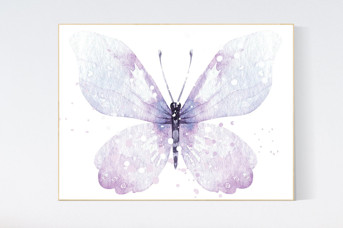 Nursery decor girl purple, nursery decor girl, butterfly nursery wall art, lavender nursery, lilac nursery, girls room decor purple