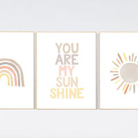 Nursery decor rainbow, neutral Rainbow Wall Art, rainbow Print Set, Cloud Rainbow Sun, Rainbow Wall Art, gender neutral, Watercolor Rainbow