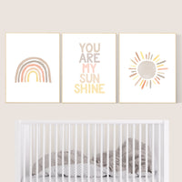 Nursery decor rainbow, neutral Rainbow Wall Art, rainbow Print Set, Cloud Rainbow Sun, Rainbow Wall Art, gender neutral, Watercolor Rainbow