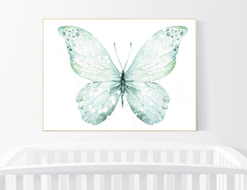 Nursery decor girl, nursery decor butterfly, nursery wall art, mint nursery, teal nursery, girls room decor turquoise, aqua, girl room decor