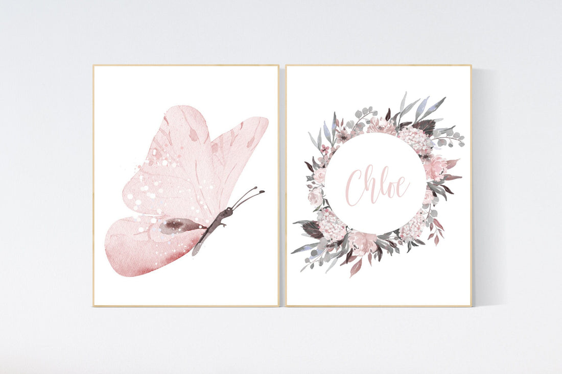 Nursery decor girl butterflies, Butterfly Nursery Art, Girl Nursery Art, Butterfly Nursery Decor for Baby Girl, Butterfly Art, light pink