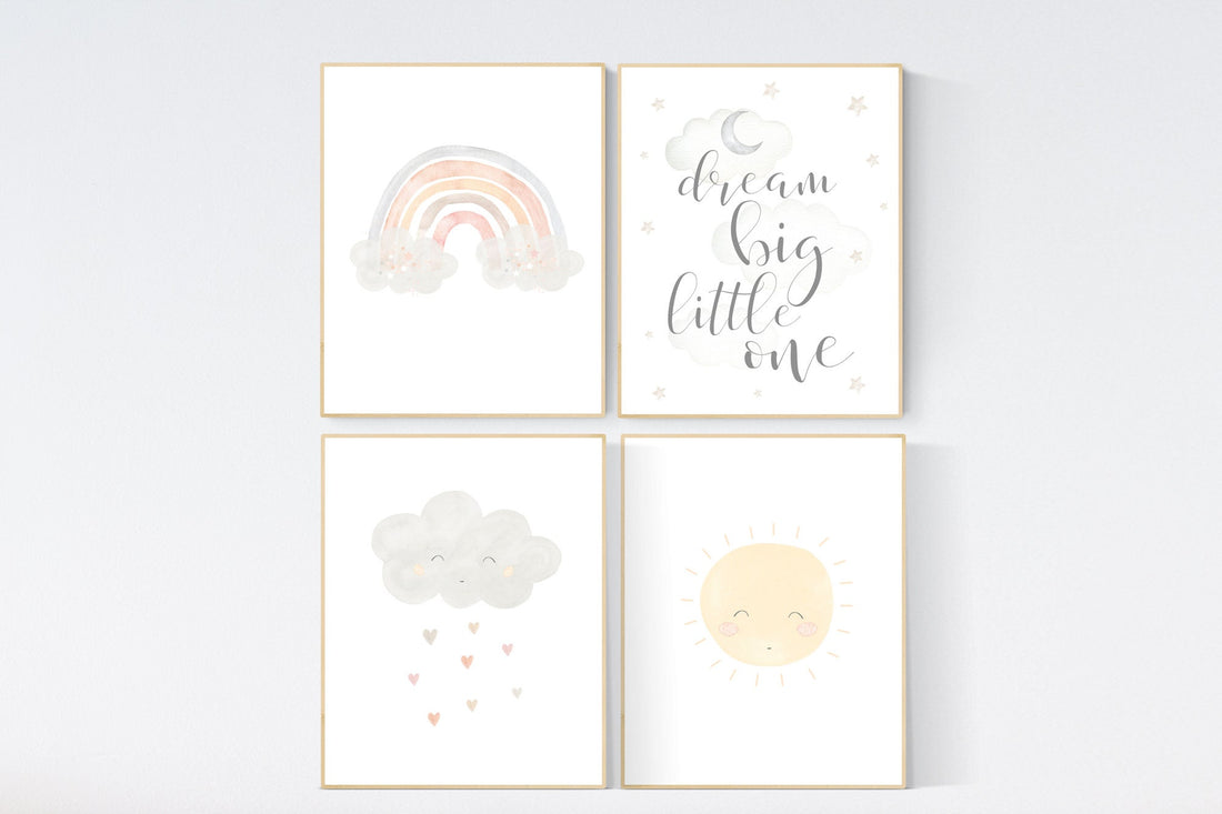 Gender neutral nursery, Nursery decor rainbow, neutral Rainbow Wall Art, rainbow Print Set, Cloud Rainbow Sun, Rainbow art, gender neutral