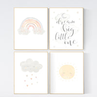 Gender neutral nursery, Nursery decor rainbow, neutral Rainbow Wall Art, rainbow Print Set, Cloud Rainbow Sun, Rainbow art, gender neutral