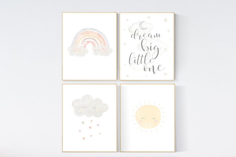 Gender neutral nursery, Nursery decor rainbow, neutral Rainbow Wall Art, rainbow Print Set, Cloud Rainbow Sun, Rainbow art, gender neutral