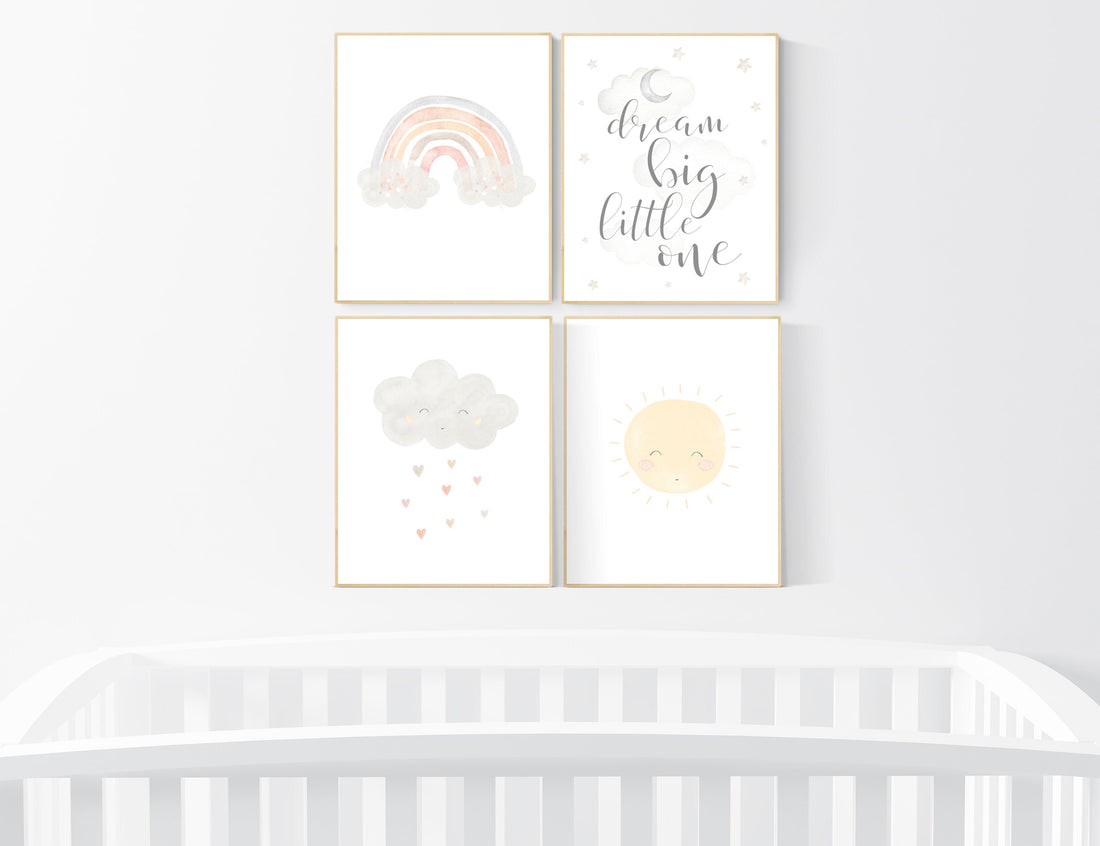 Gender neutral nursery, Nursery decor rainbow, neutral Rainbow Wall Art, rainbow Print Set, Cloud Rainbow Sun, Rainbow art, gender neutral