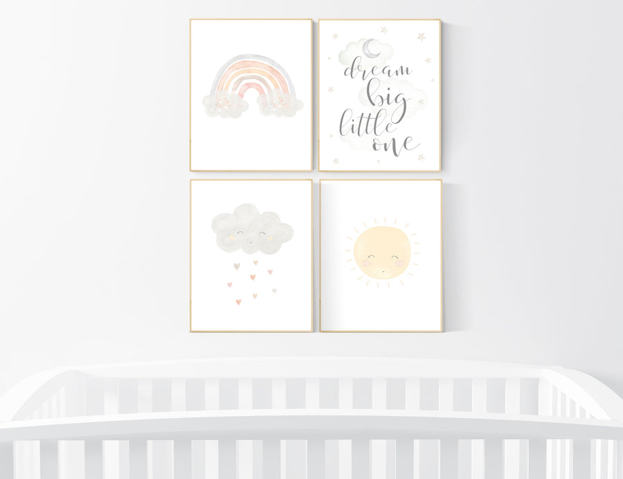 Gender neutral nursery, Nursery decor rainbow, neutral Rainbow Wall Art, rainbow Print Set, Cloud Rainbow Sun, Rainbow art, gender neutral