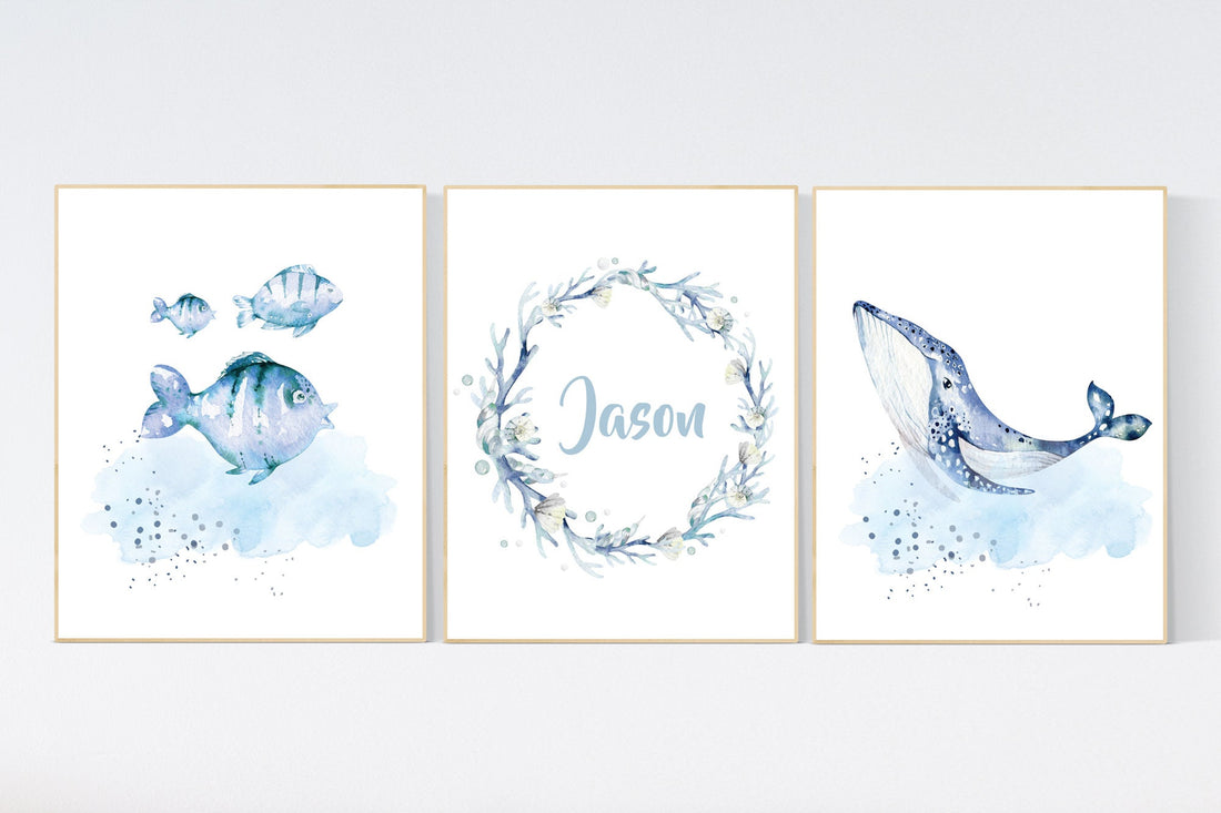 Nursery decor boy ocean, nursery decor boy nautical, sea theme nursery decor, nautical wall decor nursery set, boys room wall art