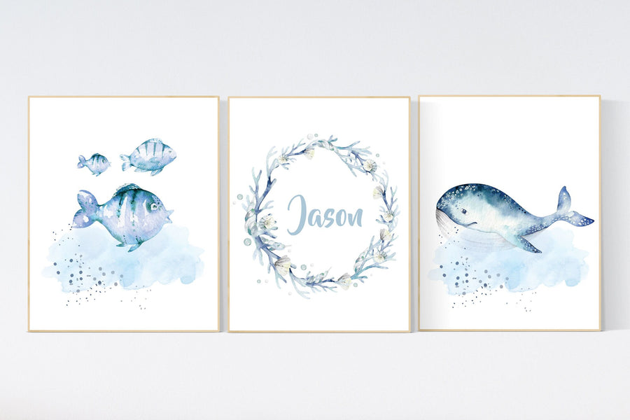 Nursery decor boy ocean, nursery decor boy nautical, sea theme nursery decor, nautical wall decor nursery set, boys room wall art