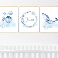 Nursery decor boy ocean, nursery decor boy nautical, sea theme nursery decor, nautical wall decor nursery set, boys room wall art