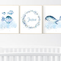 Nursery decor boy ocean, nursery decor boy nautical, sea theme nursery decor, nautical wall decor nursery set, boys room wall art