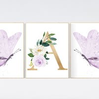 Nursery decor girl butterfly, nursery decor purple, nursery decor girl lilac, Butterfly Nursery Art, Girl Nursery Art, Butterfly Wall Art