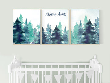 Nursery decor boy mountain, woodland nursery, adventure theme nursery, woodland, gender neutral, forest nursery, mountains, forest, tree