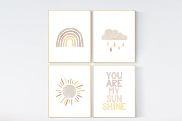 Nursery decor rainbow, neutral Rainbow Wall Art, rainbow Print Set, Cloud Rainbow Sun, Rainbow Wall Art, gender neutral, Watercolor Rainbow