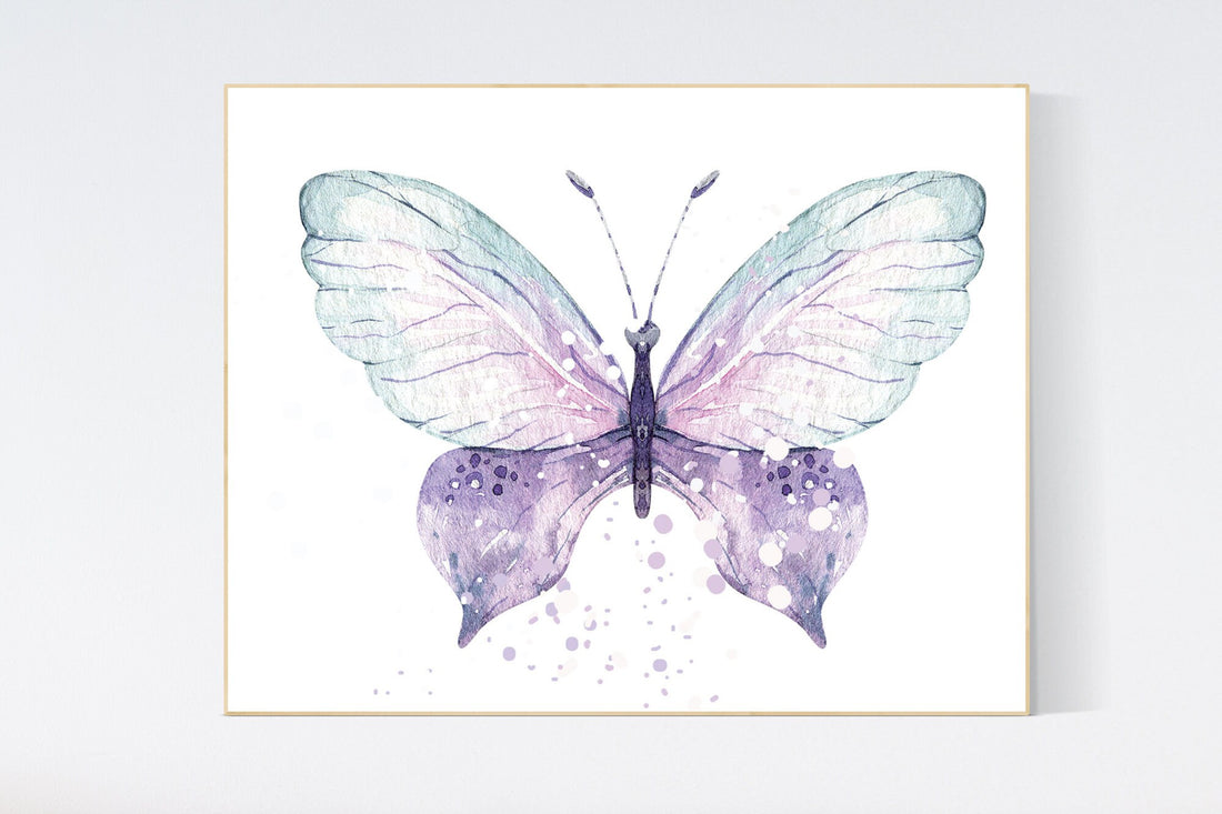 Nursery decor girl purple, nursery decor girl, butterfly nursery wall art, lavender nursery, lilac nursery, girls room decor purple