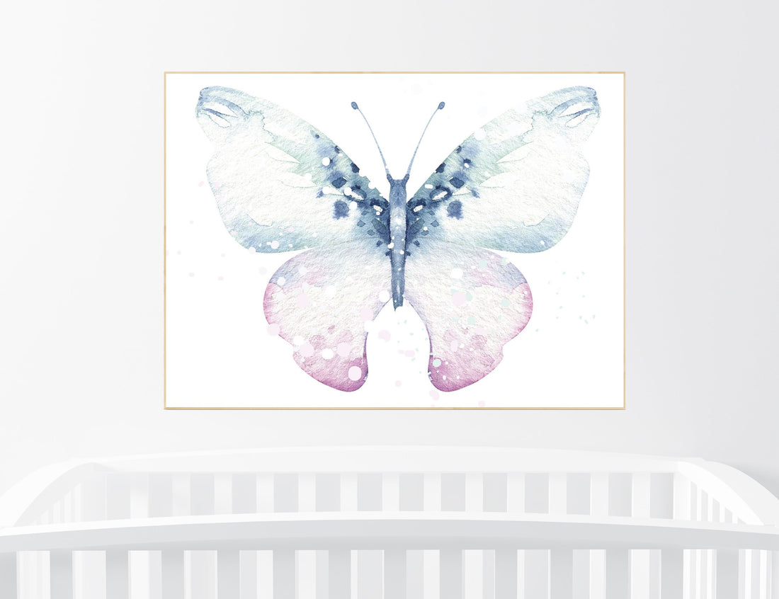 Nursery decor girl butterfly, pink mint butterfly, Butterfly Nursery Art, girls room, butterfly prints, Butterfly Art, pink nursery wall art