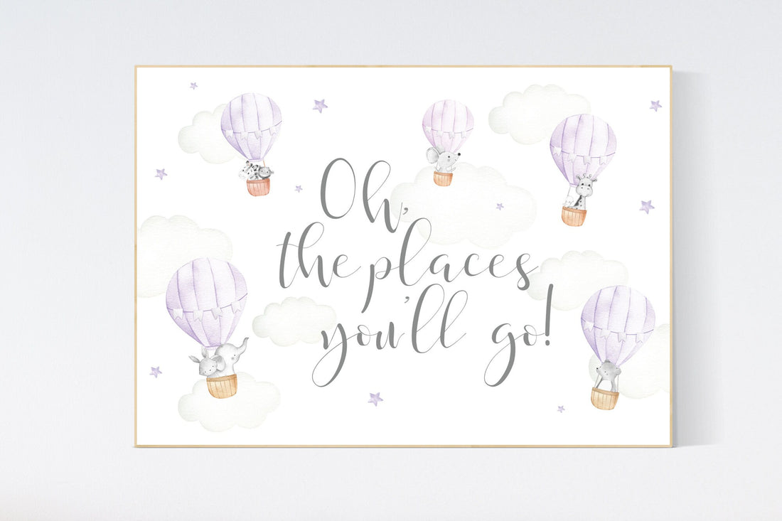 Nursery decor girl lilac, hot air balloon nursery purple, hot air balloon nursery animal, lilac nursery, travel theme nursery, adventure