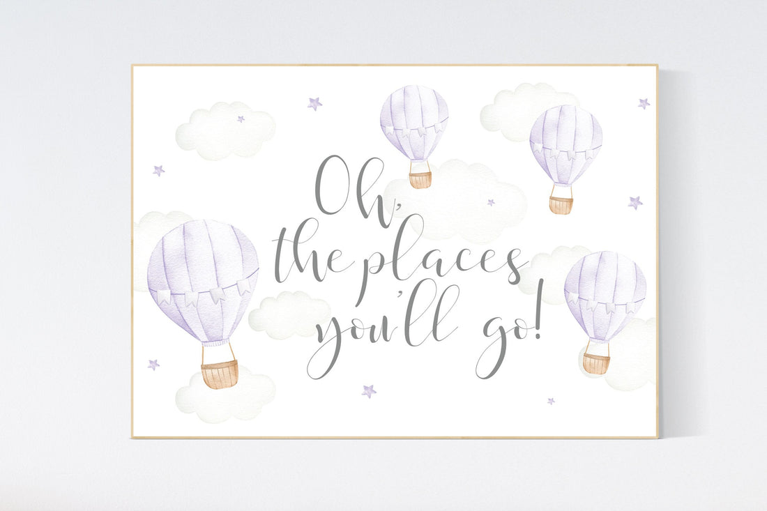 Hot air balloon nursery, lilac nursery, Nursery decor girl purple, hot air balloon nursery animal, lilac nursery, travel theme nursery