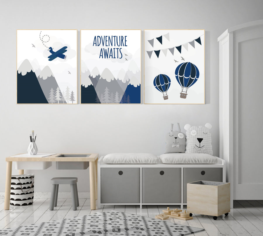 Woodland Nursery Decor, Baby Boy Nursery, Mountain Nursery, Adventure Awaits Print, Nursery decor boy, woodland nursery