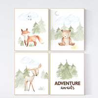 WOODLAND animals nursery decor, animal prints, jungle animals, gender neutral nursery, Woodland Nursery Wall Art, Woodland Print Set