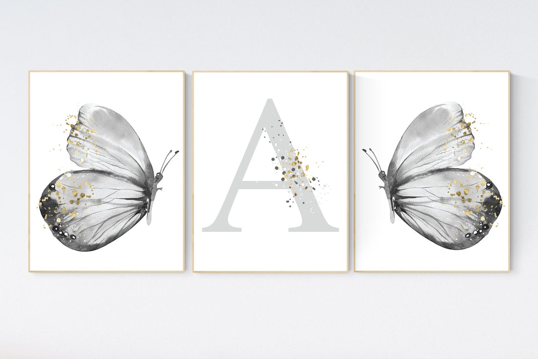 Nursery decor girl butterflies, Butterfly Nursery Art, Girl Nursery Art, Butterfly Nursery Decor for Baby Girl, Butterfly Art, grey nursery