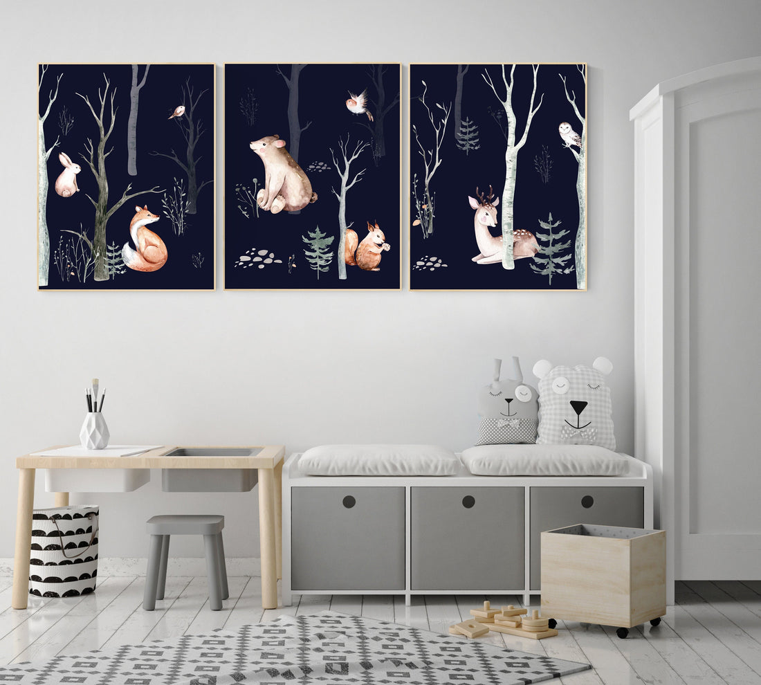Nursery decor woodland animals, Woodland Nursery Wall Art, forest, animal nursery wall decor, gender neutral, nursery wall decor, animals