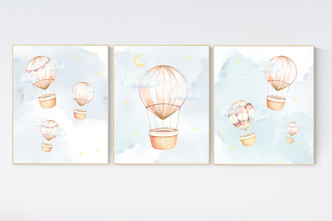 Nursery decor gender neutral, hot air balloon, neutral nursery, baby room decor, nursery prints, hot air balloon nursery, unisex nursery