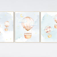 Nursery decor gender neutral, hot air balloon, neutral nursery, baby room decor, nursery prints, hot air balloon nursery, unisex nursery