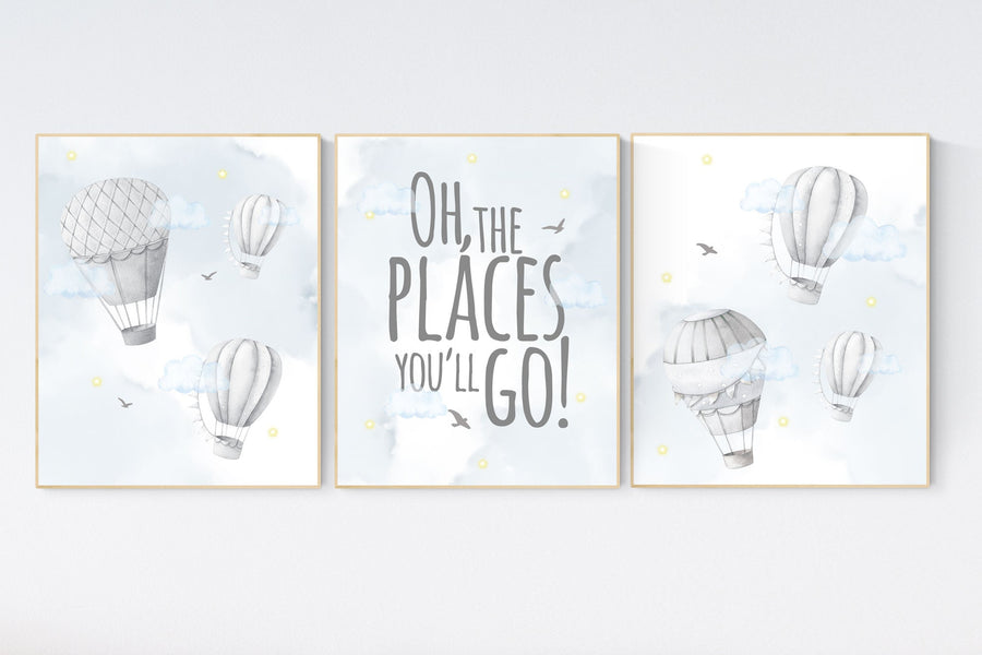 Nursery decor gender neutral, hot air balloon, neutral nursery, baby room decor, nursery prints, hot air balloon nursery, unisex nursery