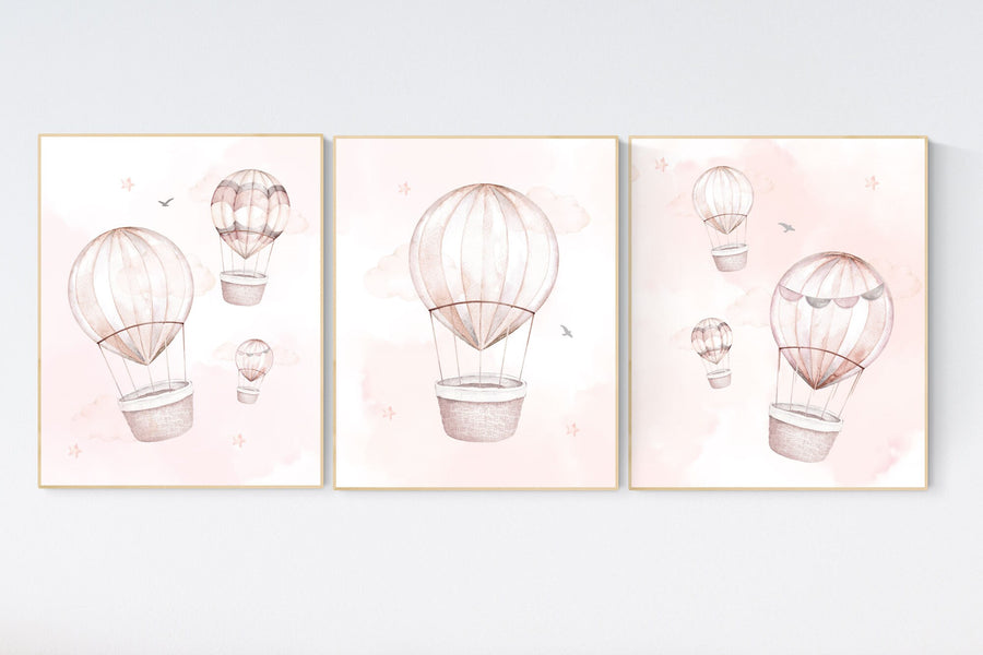 Nursery decor girl blush pink, hot air balloon nursery, blush pink nursery, nursery decor woodland animal, hot air balloon nursery, animal