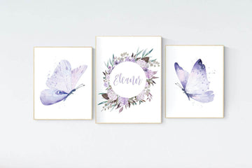 Nursery decor girl butterfly, nursery decor purple, nursery decor girl lilac, Butterfly Nursery Art, Girl Nursery Art, Butterfly Wall Art