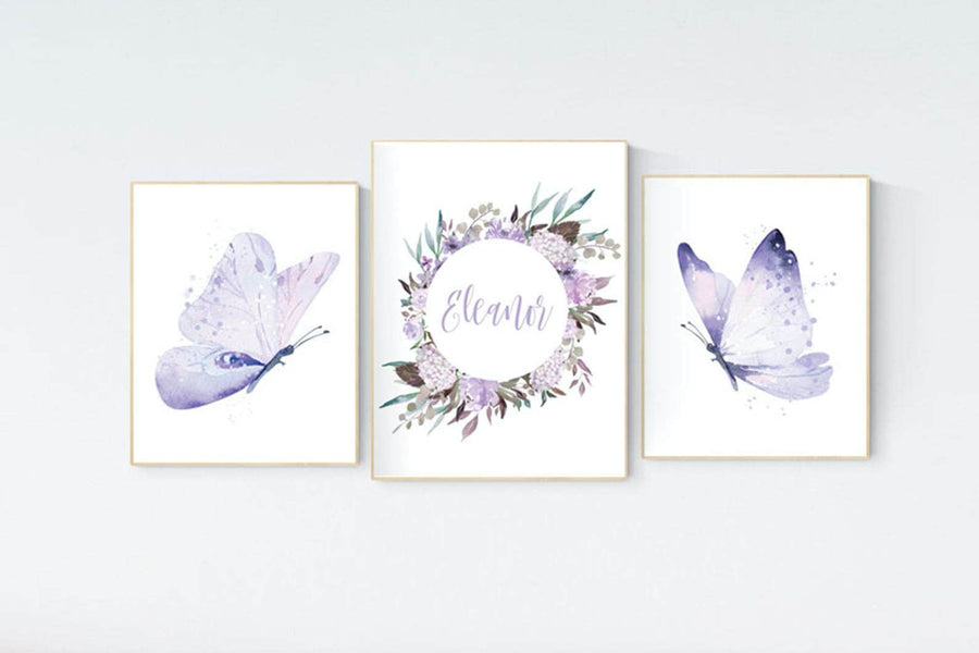 Nursery decor girl butterfly, nursery decor purple, nursery decor girl lilac, Butterfly Nursery Art, Girl Nursery Art, Butterfly Wall Art