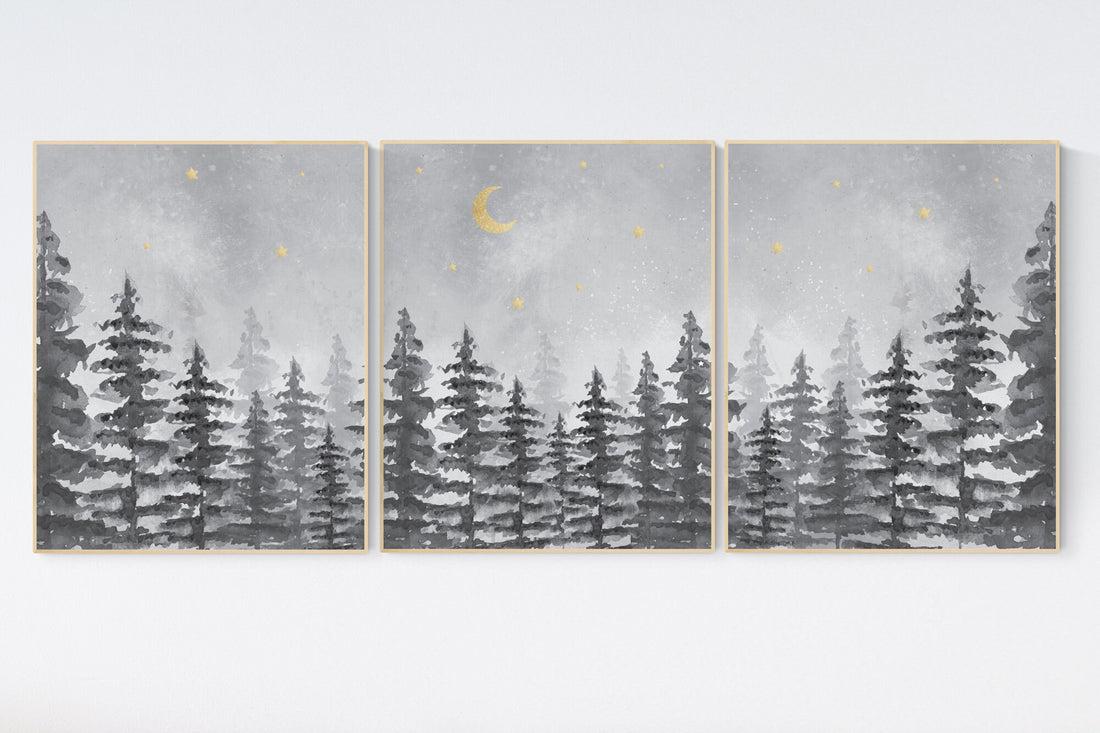 Woodland Nursery Prints, gender neutral, Nursery Wall Art, Mountain Nursery Print, Forest Nursery Prints, Woodland Nursery Decor, tree
