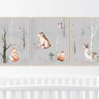 Gender neutral nursery, Nursery decor woodland animals, Woodland Nursery Wall Art, forest, animal nursery wall decor, nursery wall decor