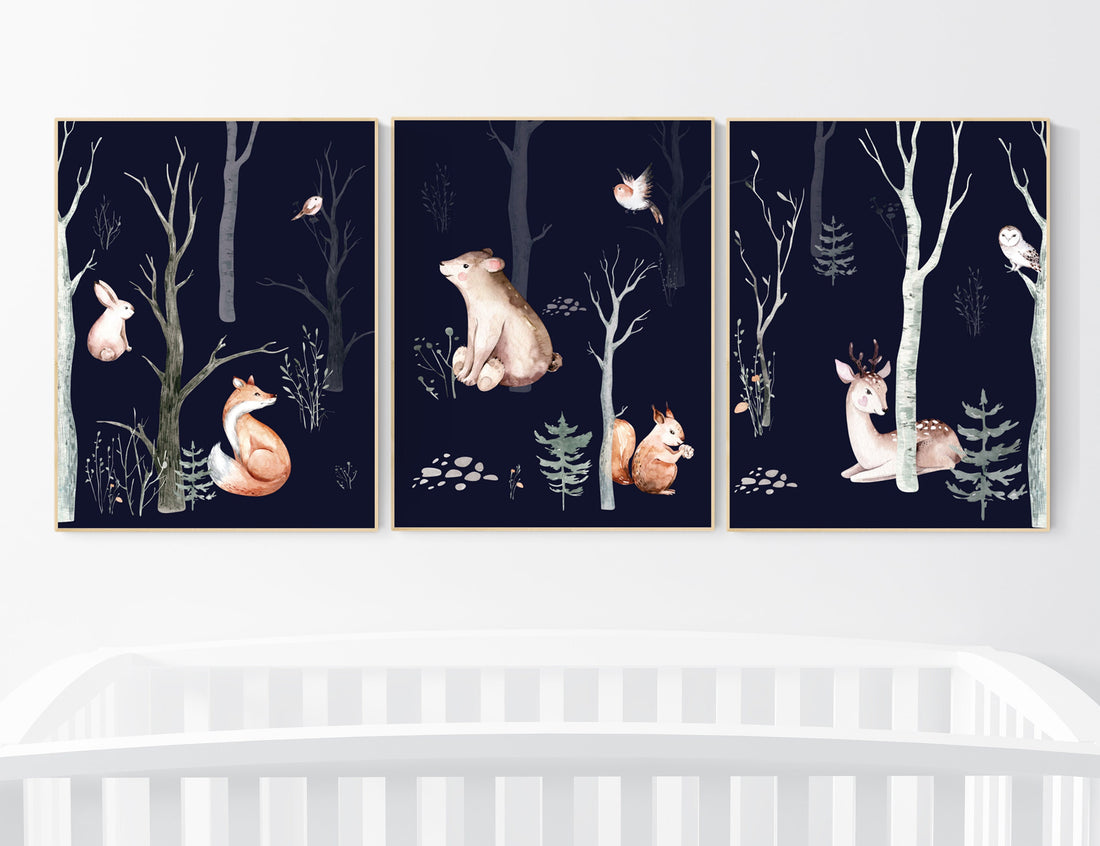 Nursery decor woodland animals, Woodland Nursery Wall Art, forest, animal nursery wall decor, gender neutral, nursery wall decor, animals