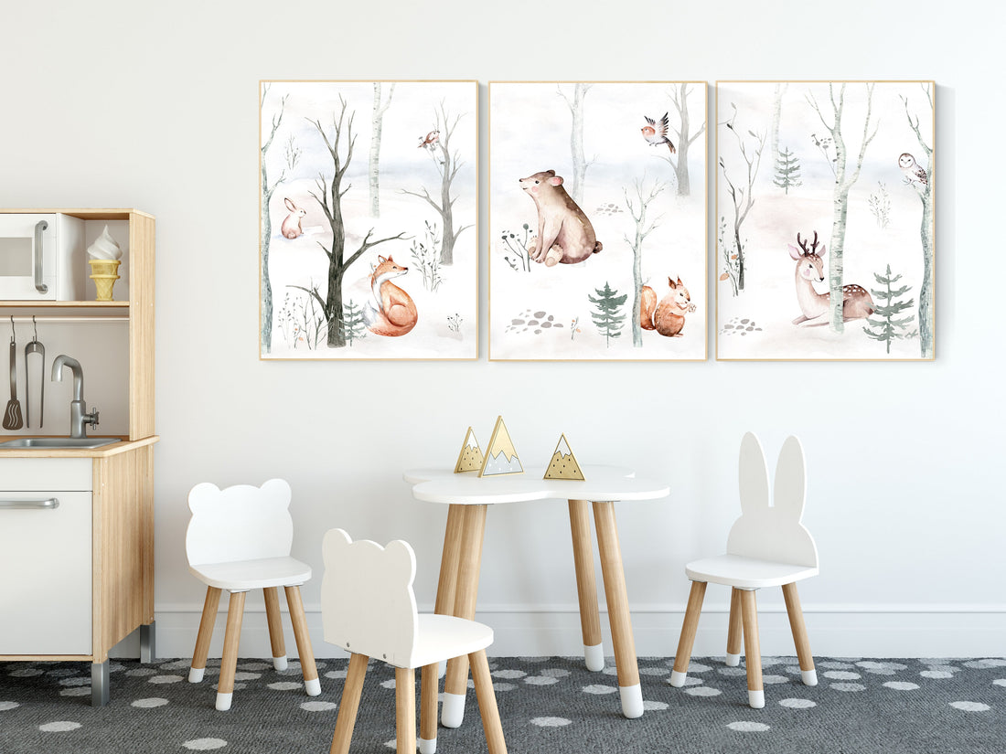 Nursery decor woodland animals, gender neutral nursery, Woodland Nursery Wall Art, Woodland animal prints, forest, animal nursery wall decor