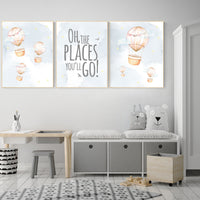 Nursery decor gender neutral, hot air balloon, neutral nursery, baby room decor, nursery prints, hot air balloon nursery, unisex nursery