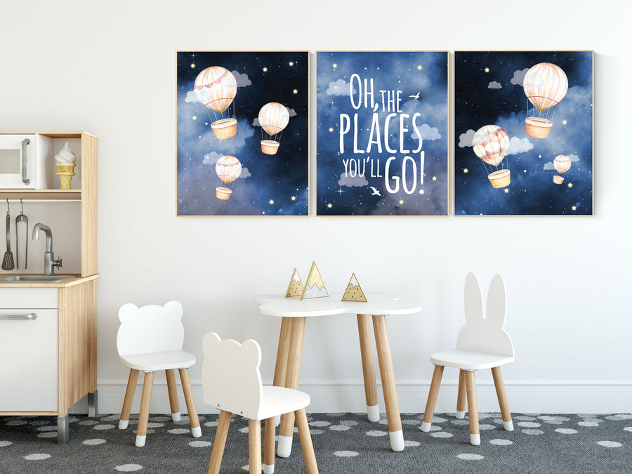 Gender neutral nursery decor, hot air balloon, neutral nursery, baby room decor, nursery prints, hot air balloon nursery, unisex nursery