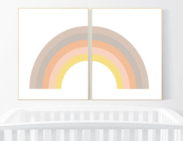 Nursery decor rainbow, gender neutral Rainbow Wall Art, rainbow Print Set, earth color, Rainbow Wall decor, neutral colors, set of 2