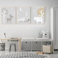 Nursery decor woodland animals, gender neutral nursery, Woodland Nursery Wall Art, Woodland animal prints, forest, animal nursery wall decor