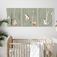 Nursery decor woodland animals, gender neutral, Woodland Nursery Wall Art, Woodland animal prints, forest, animal nursery, green nursery