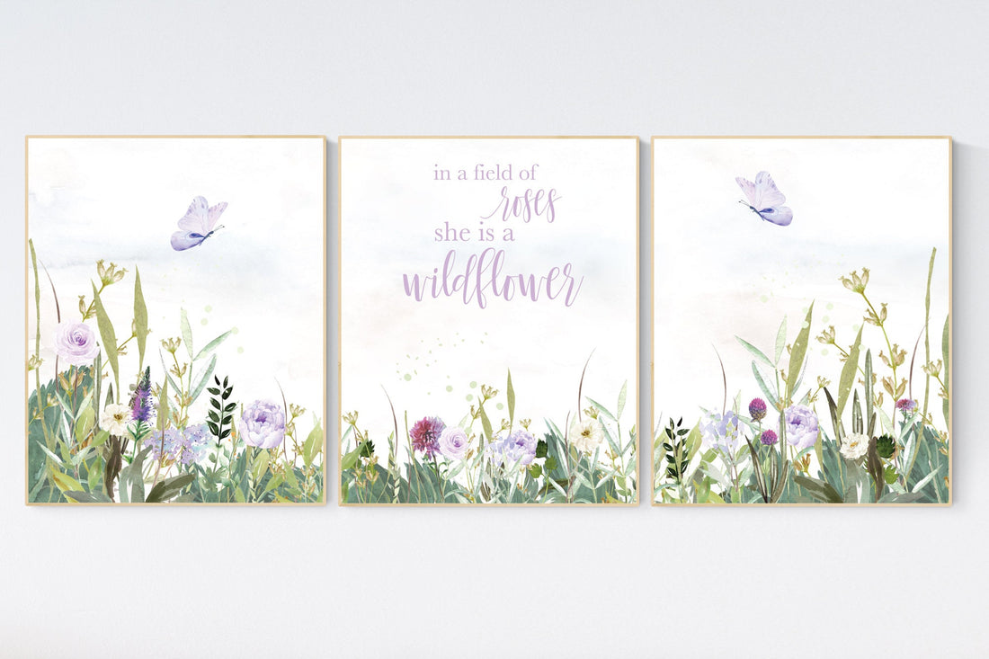 Nursery decor girl floral, butterfly, purple nursery, flower Nursery Art, Girl Nursery Art, lilac nursery, lavender