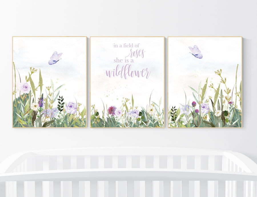 Nursery decor girl floral, butterfly, purple nursery, flower Nursery Art, Girl Nursery Art, lilac nursery, lavender