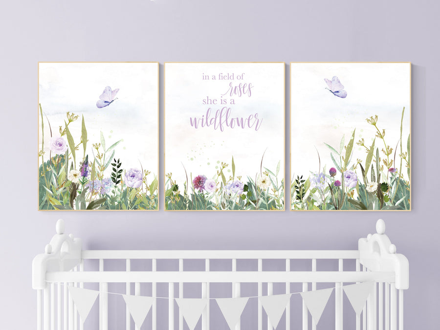 Nursery decor girl floral, butterfly, purple nursery, flower Nursery Art, Girl Nursery Art, lilac nursery, lavender