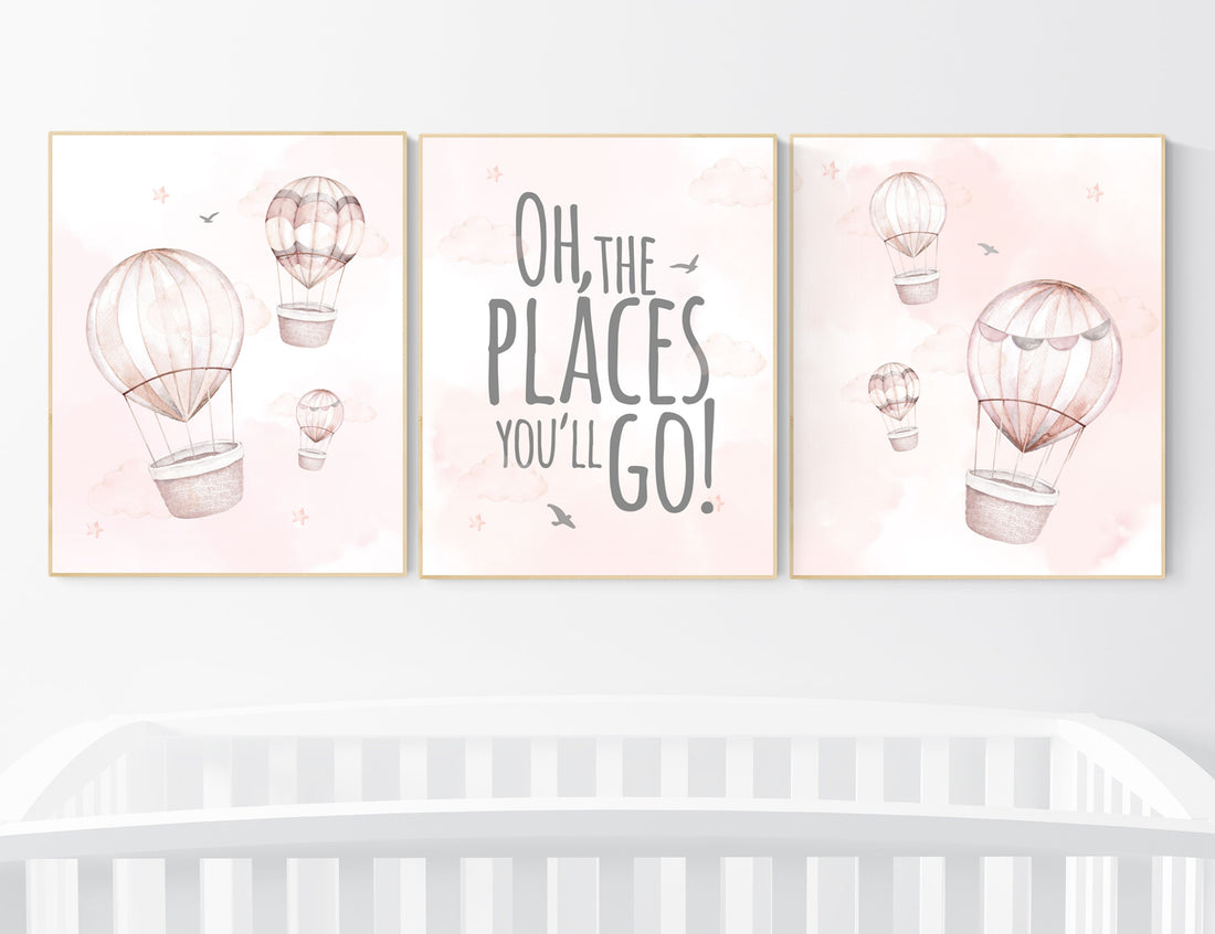 Nursery decor girl blush pink, hot air balloon nursery, blush pink nursery, nursery decor woodland animal, hot air balloon nursery, animal