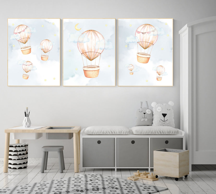 Nursery decor gender neutral, hot air balloon, neutral nursery, baby room decor, nursery prints, hot air balloon nursery, unisex nursery