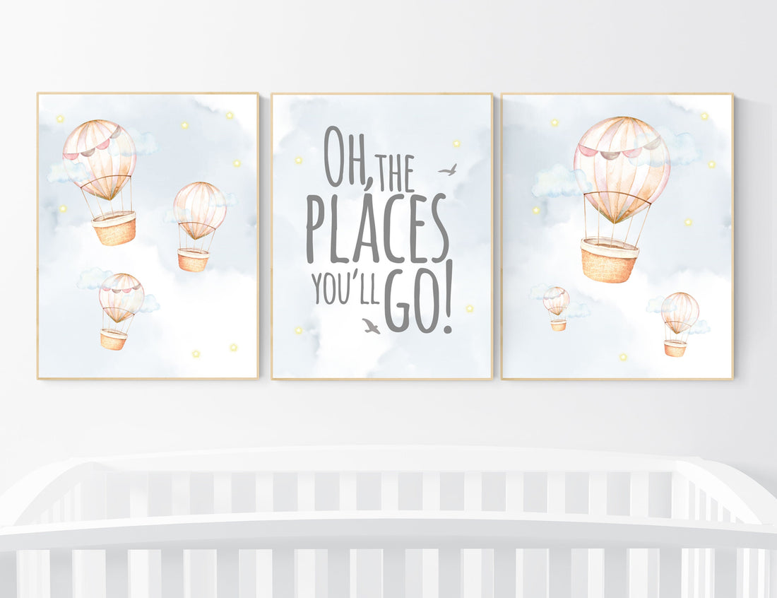 Nursery decor gender neutral, hot air balloon, neutral nursery, baby room decor, nursery prints, hot air balloon nursery, unisex nursery