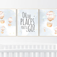 Nursery decor gender neutral, hot air balloon, neutral nursery, baby room decor, nursery prints, hot air balloon nursery, unisex nursery