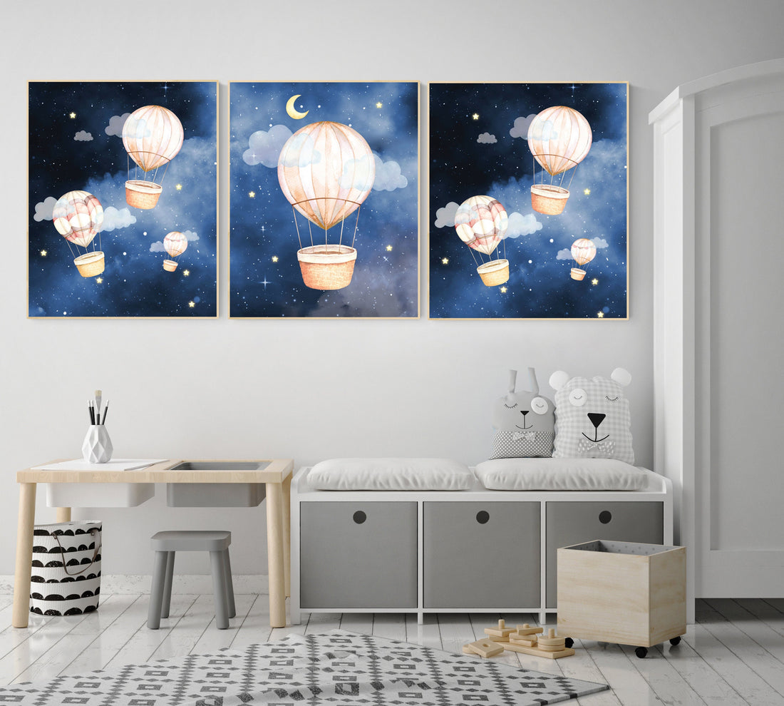 Gender neutral nursery decor, hot air balloon, neutral nursery, baby room decor, nursery prints, hot air balloon nursery, unisex nursery